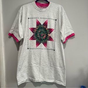 Vintage 1992 Hershey Pennsylvania Shirt Sleeve Tee Gray Pink Size XL